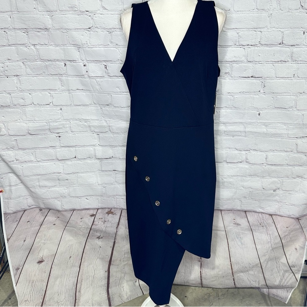 Nanette Lepore Navy Button-Detail Dress - Picture 2 of 15
